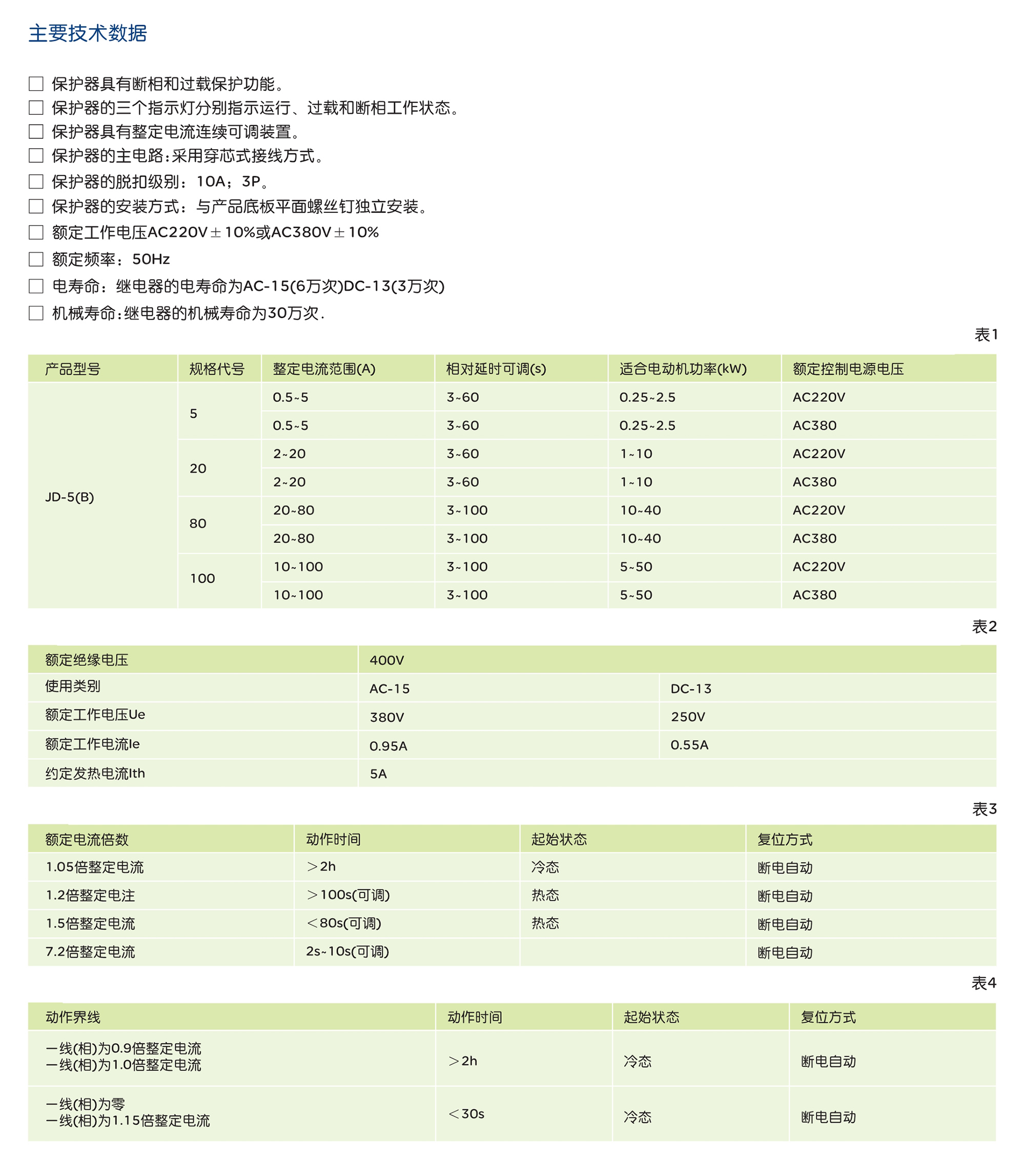 人民电器JD-5(B)系列电动机综合保护器 