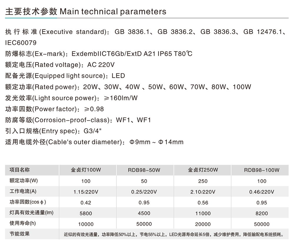 人民电器RDB98-C100防爆免维护节能灯(LED) 