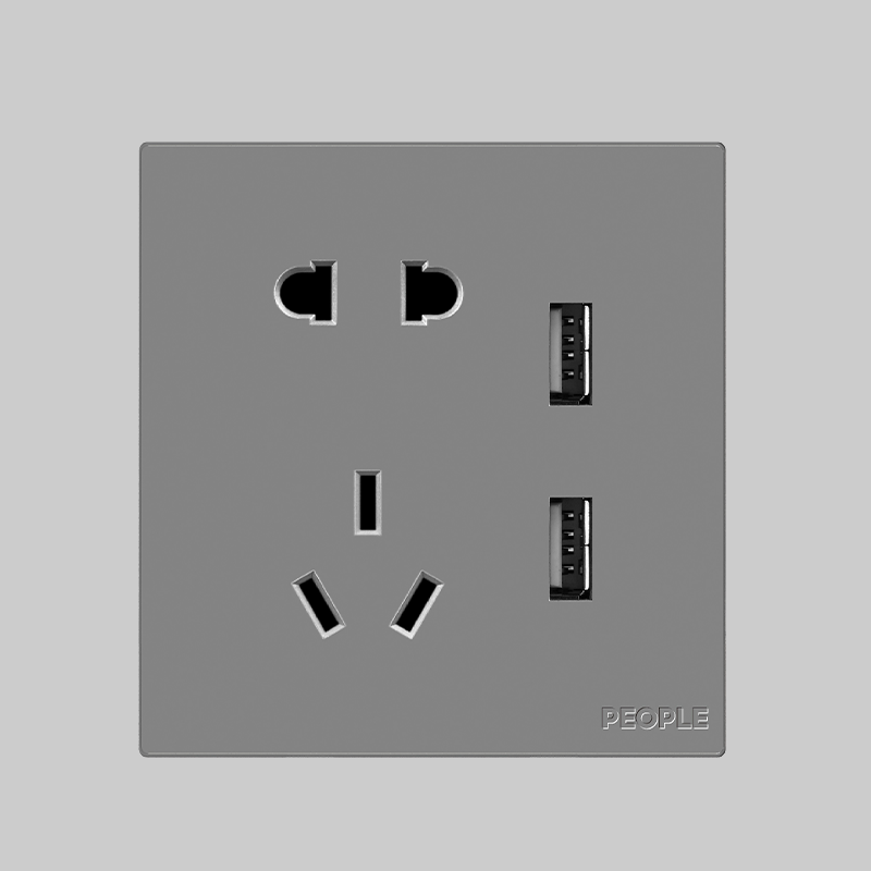 人民电器五孔带⼆位USB插座(R86H6) 