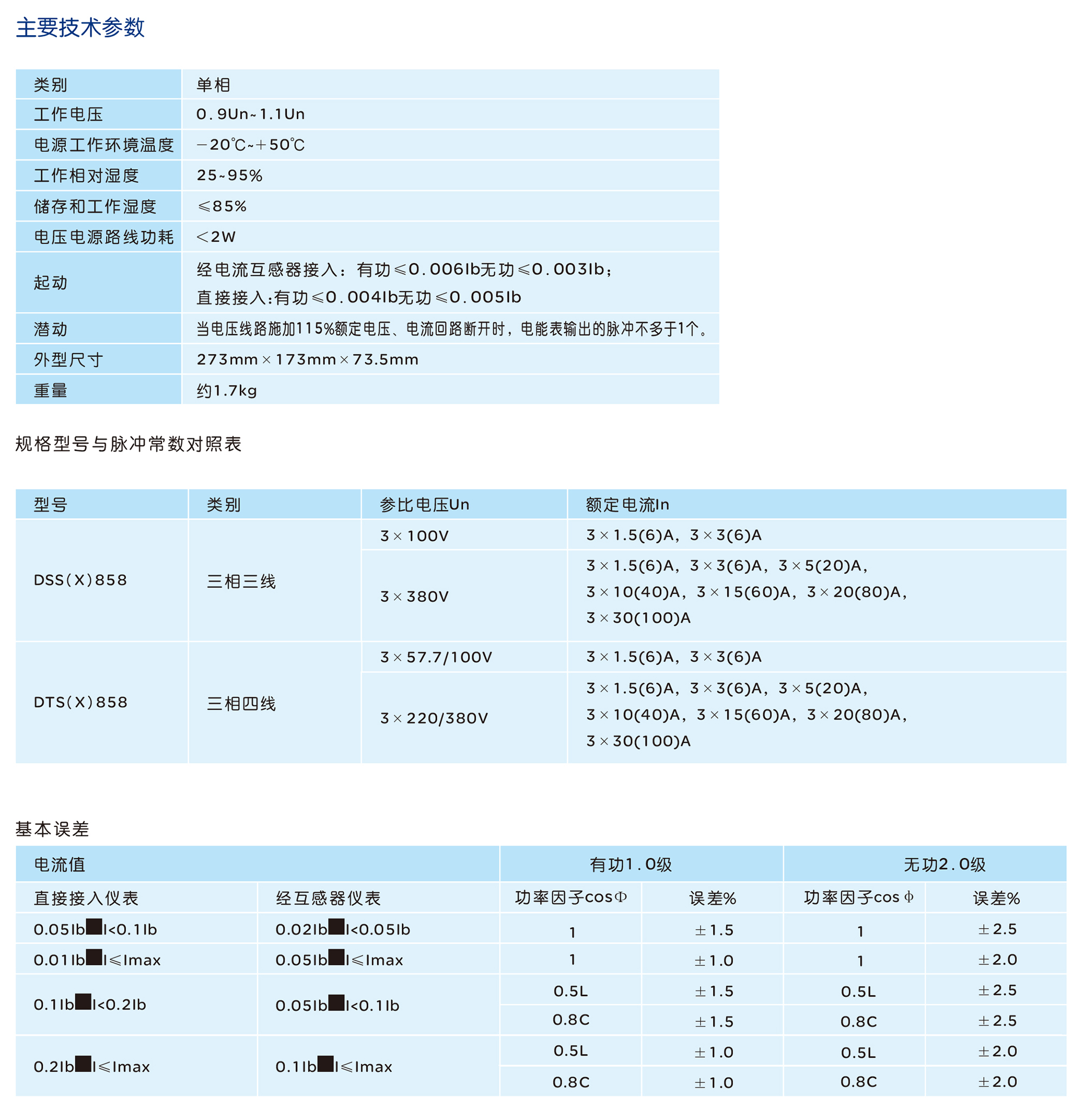 人民电器DSS(X)858/DTS(X)858型三相电子式有功无功组合电能表系列 