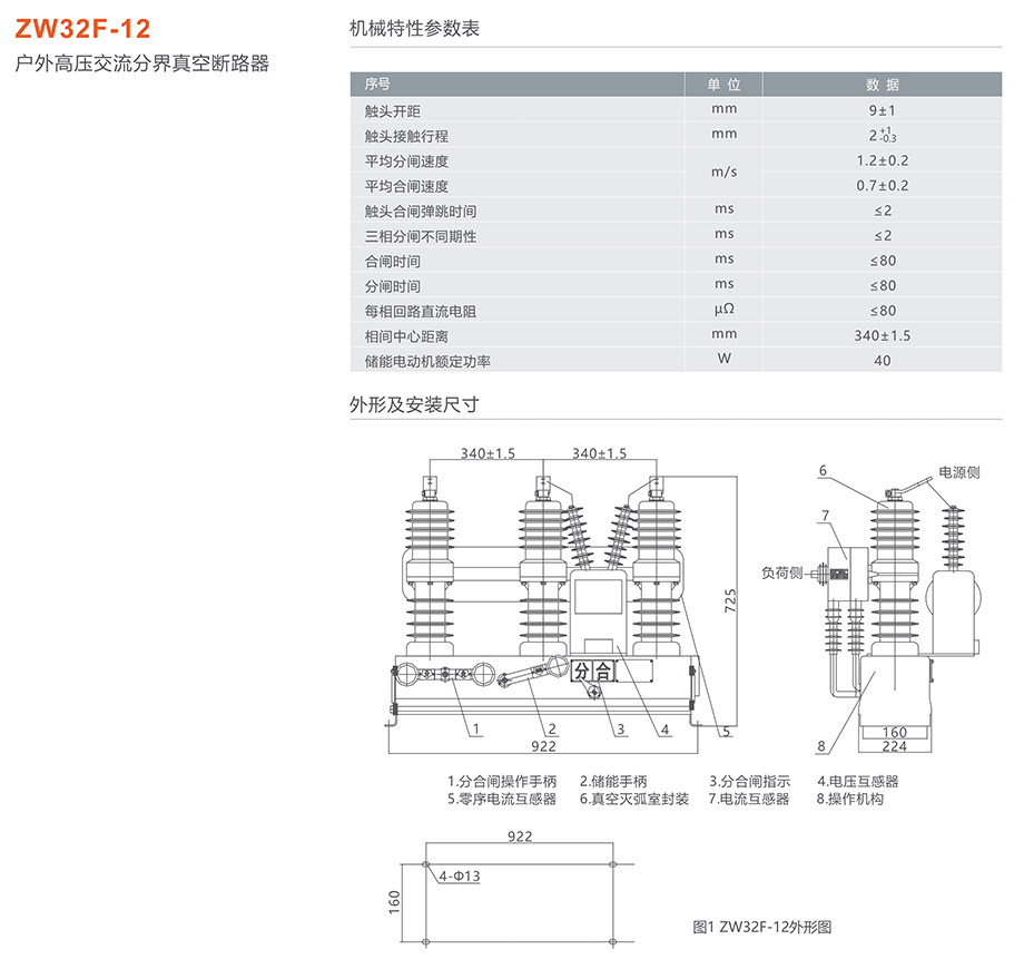 人民电器 ZW32F-12户外高压交流分界真空断路器