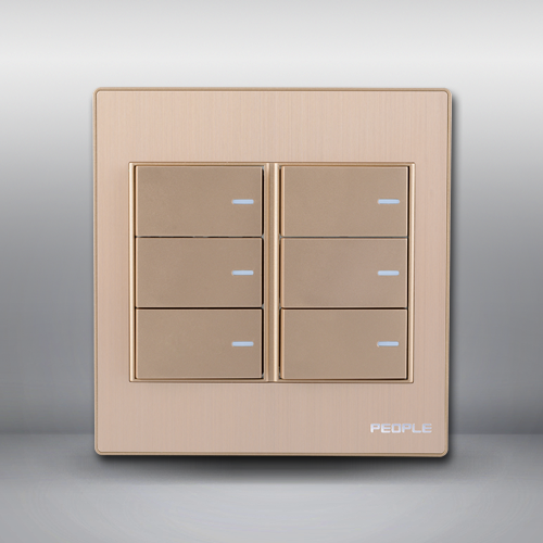 上海人民电器双排六联单控开关(r120l)